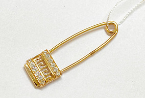 Золотая брошь с фианитами