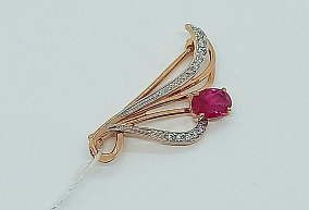 Золотая брошь с фианитами