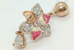 Золотой пирсинг с фианитами