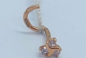 Золотой Пирсинг в нос с Фианитами