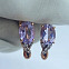 Золотые Серьги  Аметист Фианиты