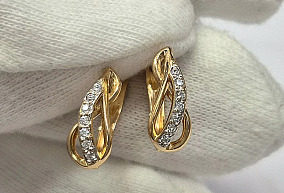Золоте серьги с фианитами