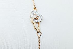 Золотое браслет с синтетическим камнем