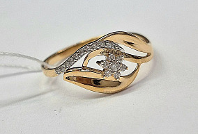 Золотое кольцо с фианитами 18 р-р