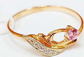  Золотое кольцо с фианитами 17,5 р-р