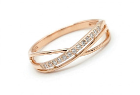 Золотое кольцо с фианитами 17 р-р
