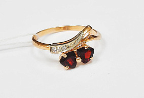 Золотое кольцо с финитами р-р 19,5