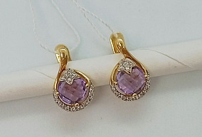 Злотые серьги с природным камнем  