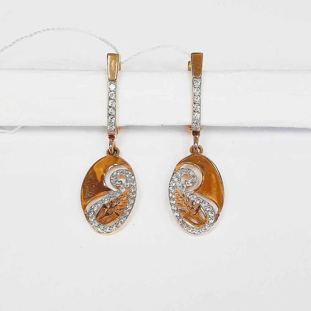 Золотые серьги с фианитами Золотые серьги с фианитами