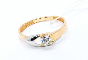 Злотое кольцо с фианитом 17 р-р
