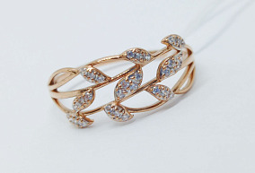 Золотое кольцо с фианитами 17,5 р-р