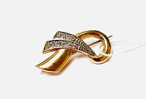 Золотая брошь с фианитами