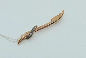 Золотая брошь с фианитами
