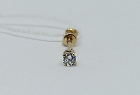 Золотая серьга с фианитом