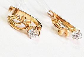Злотые серьги с фианитами