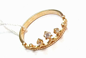 Золотое кольцо с фианитами 16,5 р-р