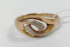  Золотое кольцо с синтетическим камнем