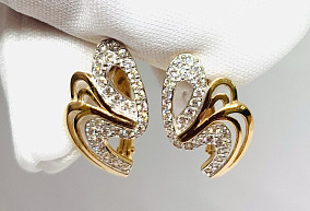 Золотые серьги с фианитами