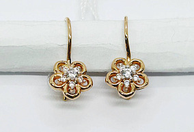 Золотые серьги с фианитами