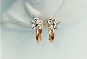 Золотые серьги с фианитами 