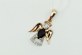 Золотая подвеска с гранатом и бриллиантами