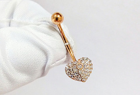 Золотой пирсинг с фианитами
