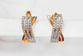 Золотые серьги с фианитами