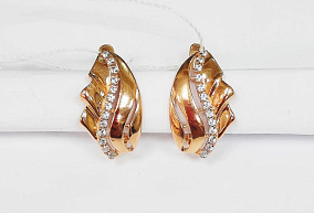 Золотые серьги с фианитом