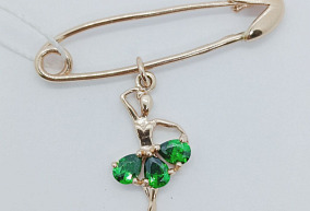 Золотая брошь с фианитами