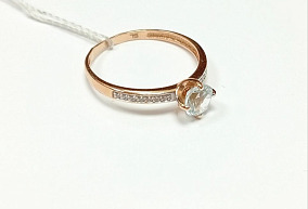 Золотое кольцо с фианитами 16,5 р-р