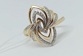  Золотое кольцо с фианитами 18,5 р-р