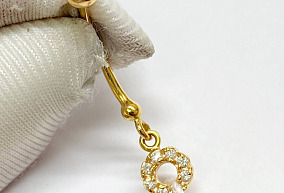 Золотой пирсинг с фианитами