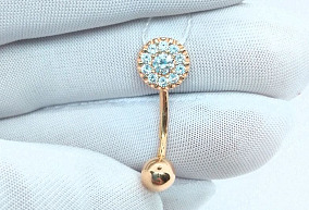 Золотой пирсинг с синтетическим камнем 