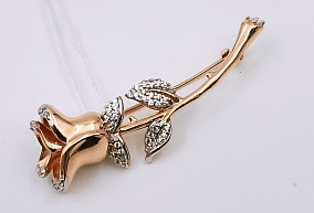 Золотая брошь с фианитами