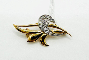 Золотая брошь с фианитами