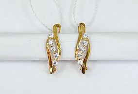 Золотые серьги с фианитами