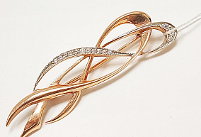 Золотая Брошь с Фианитами