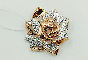 Золотая брошь с фианитами