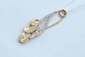 Золотая брошь с фианитами