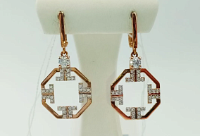 Золотые серьги с фианитами 