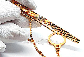 Золотой зажим для галстука с фианитами Золотой зажим для галстука с фианитами