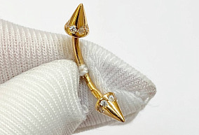 Золотой пирсинг с фианитами