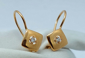 Золотые Серьги с Фианитом