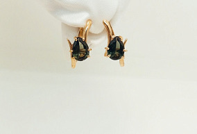 Золотые серьги с фианитом