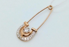 Золотая брошь с фианитами