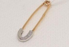 Золотая брошь с фианитами