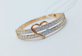Золотое кольцо с фианитами 17 р-р