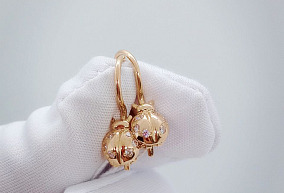 Золоте серьги с фианитами