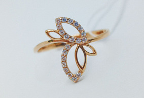 Золотое кольцо с фианитами 17,5 р-р