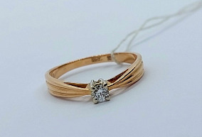 Золотое Кольцо 5 с Бриллиантом 17.5р-р